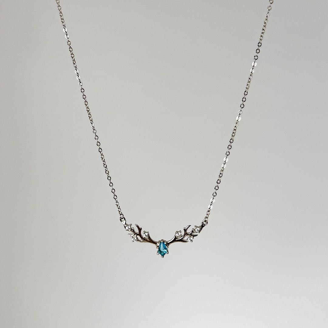 Deer Blue Stone Necklace Pure 925 Silver