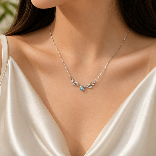 Deer Blue Stone Necklace Pure 925 Silver