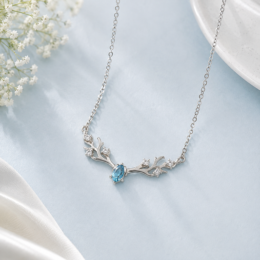 Deer Blue Stone Necklace Pure 925 Silver
