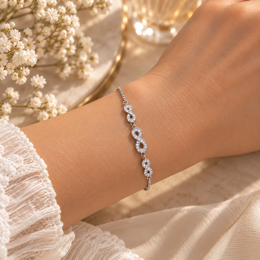 925 Silver Infinity Trio Bracelet Taravya