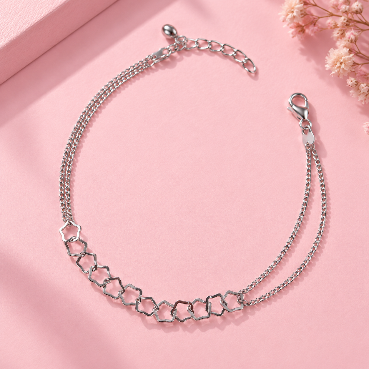 925 Silver Geometric Star Layer Bracelet
