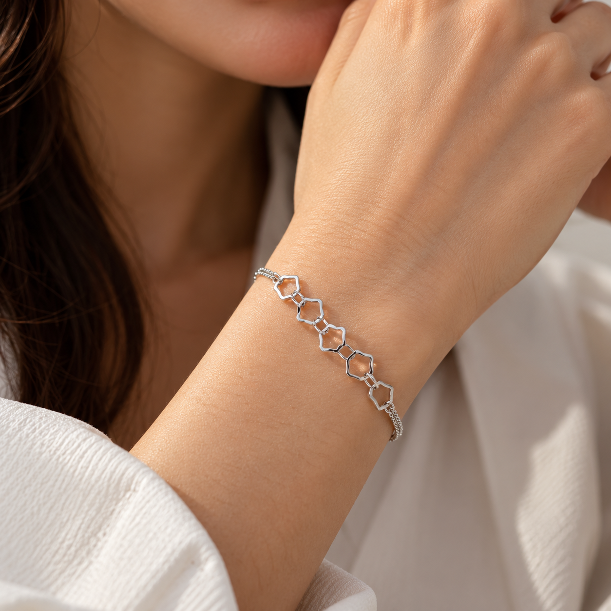925 Silver Geometric Star Layer Bracelet