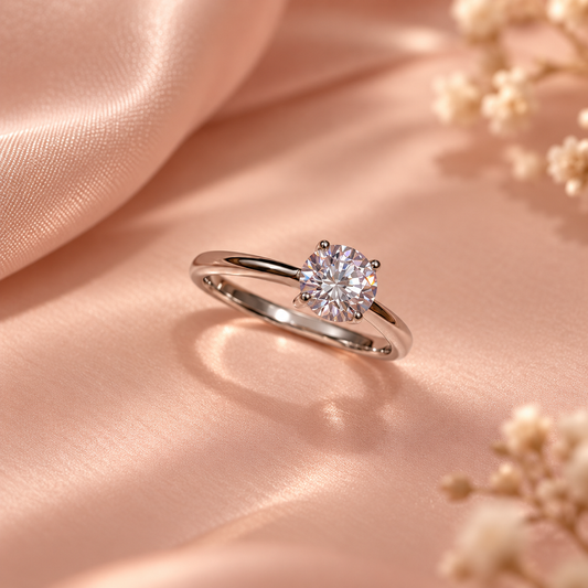 Elegant Solitaire 925 Silver Proposal Ring Taravya