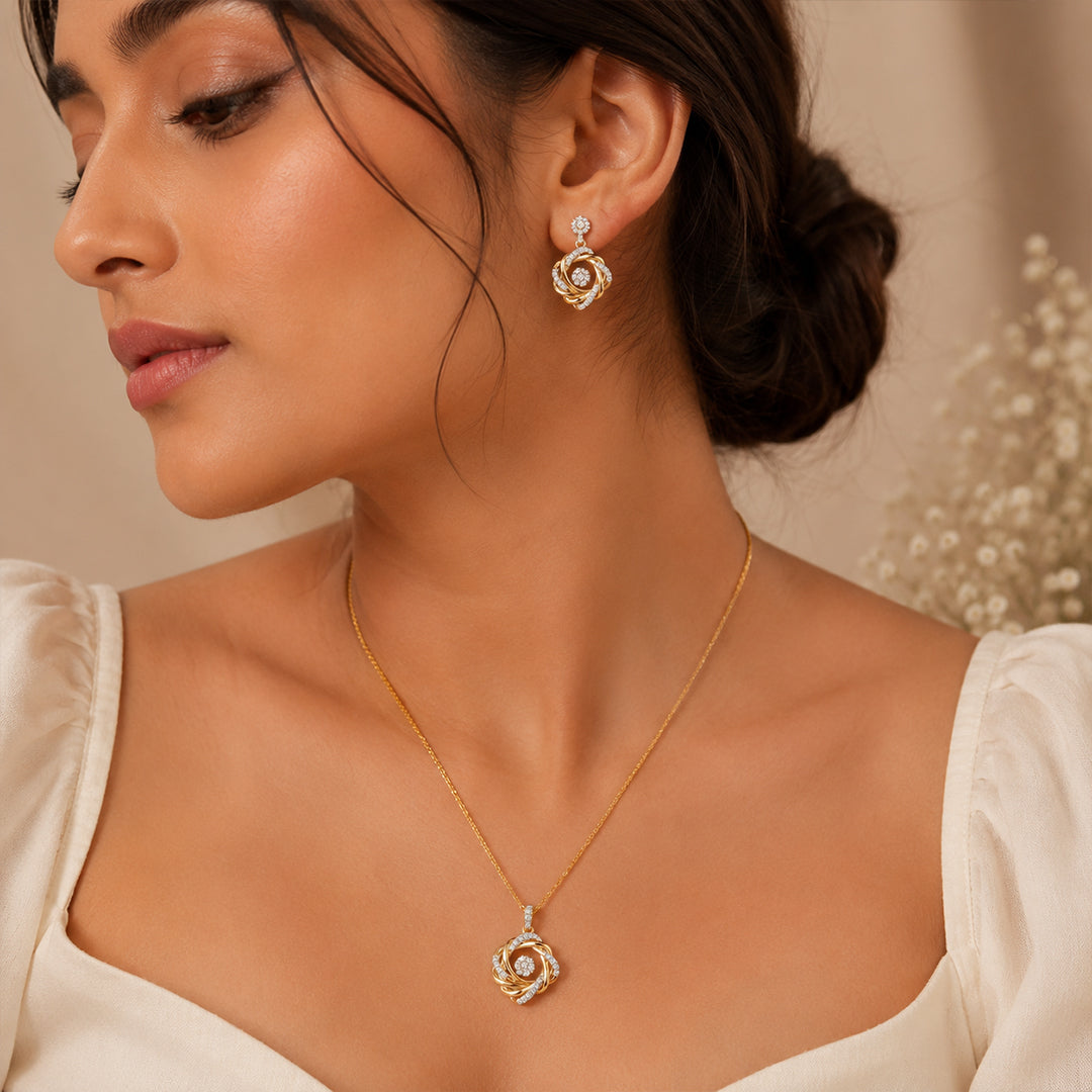 Golden Bloom Pendant Set