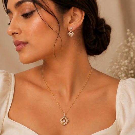 Golden Bloom Pendant Set