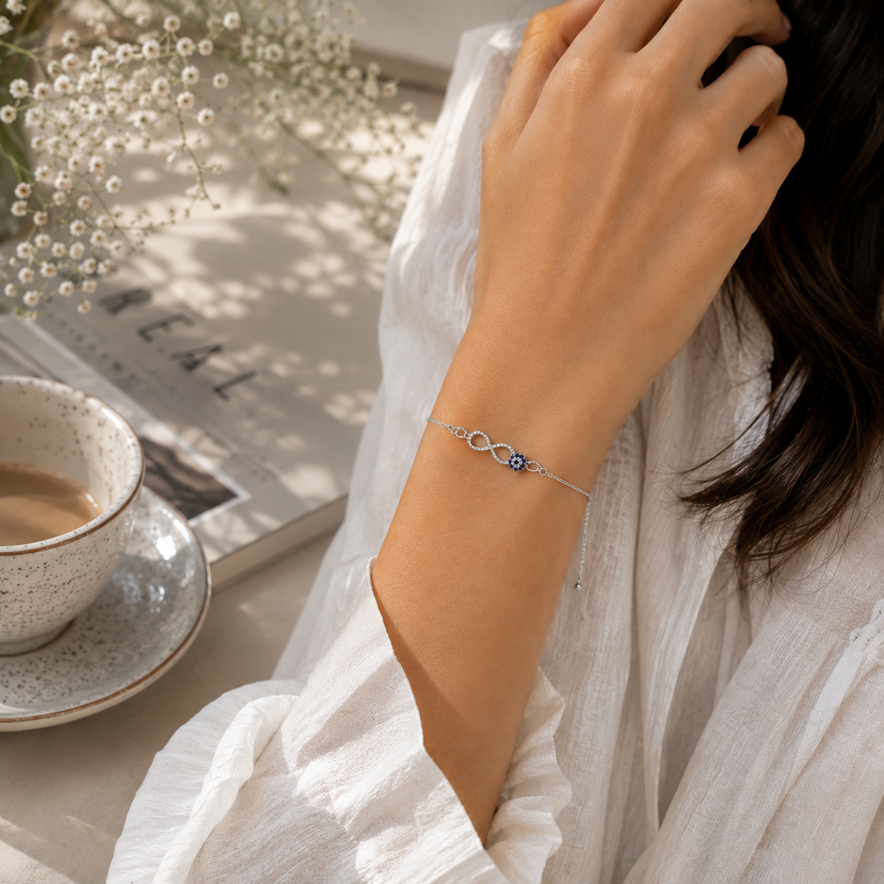 Infinity Evil Eye Silver Bracelet