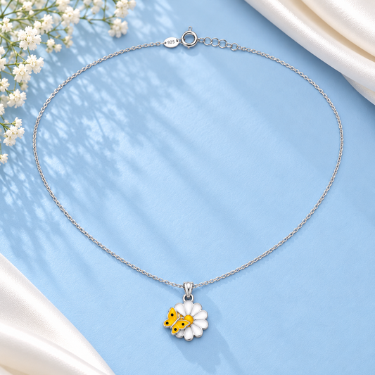 925 Silver Butterfly Flower Pendant Taravya