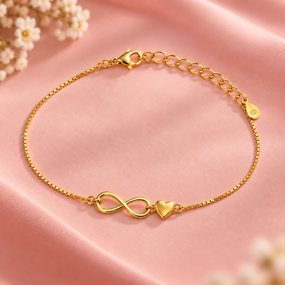 Eternal Love 925 Sterling Silver Anklet – Gold Finish Taravya