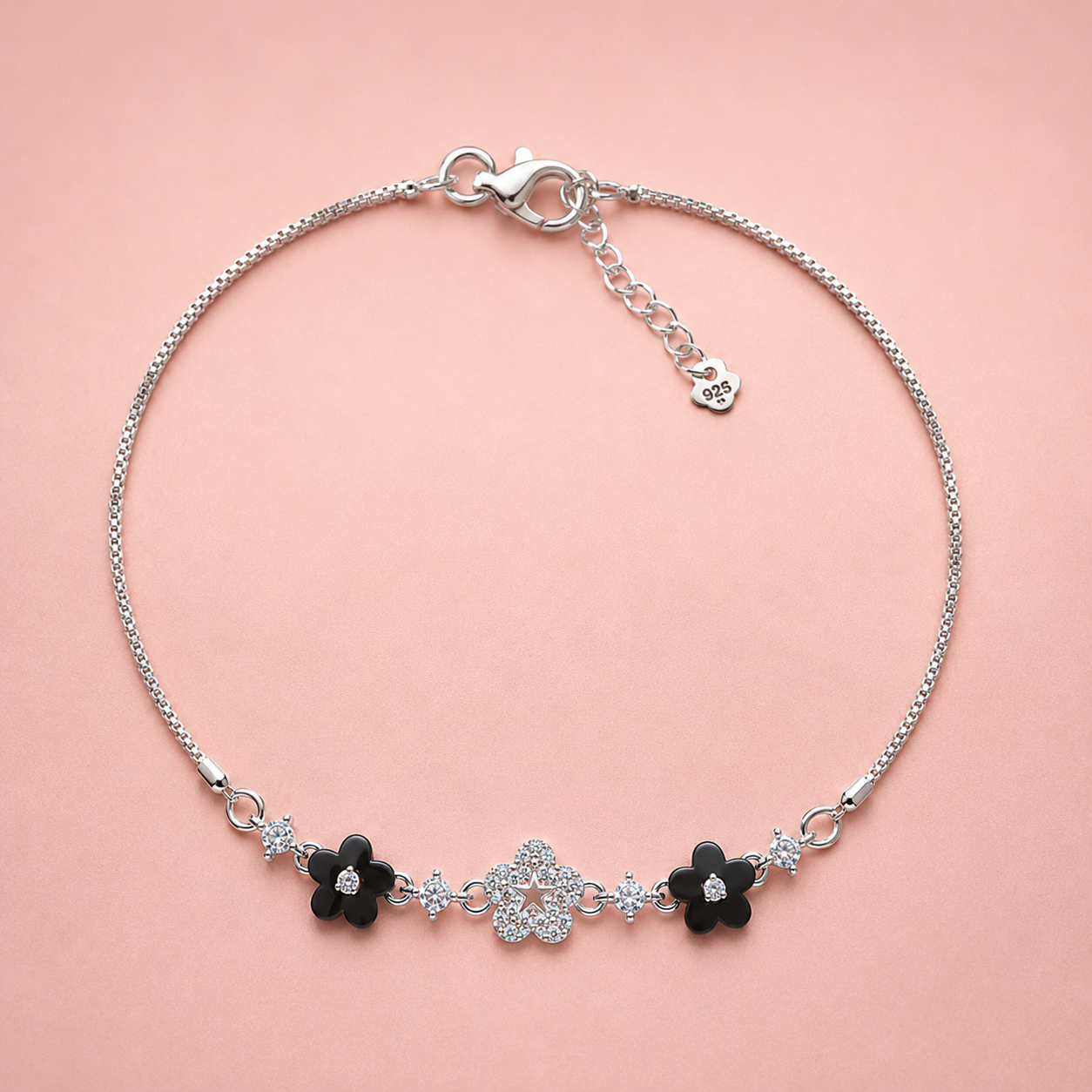 Midnight Bloom 925 Silver Anklet