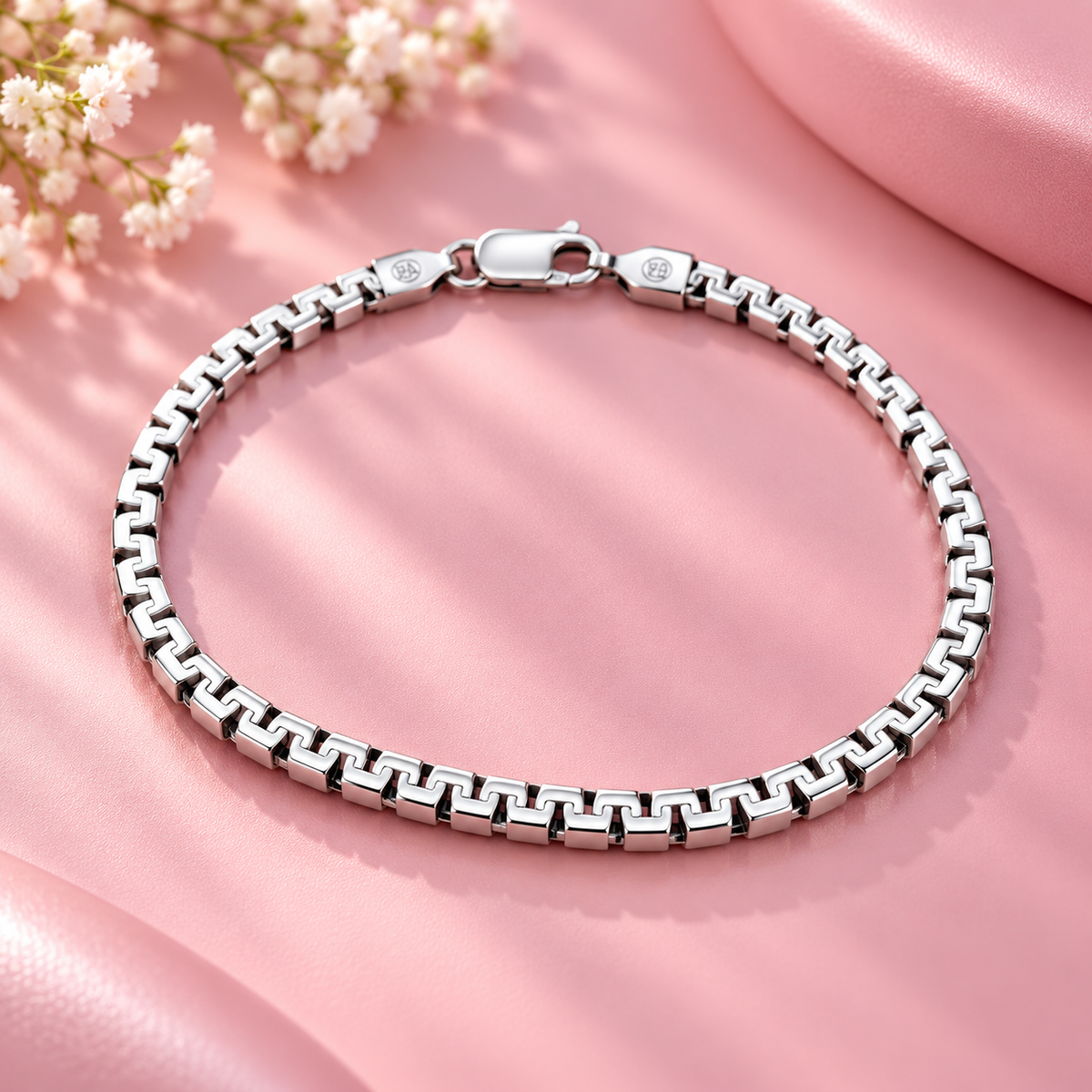 Taravya Geometric Link 925 Silver Bracelet