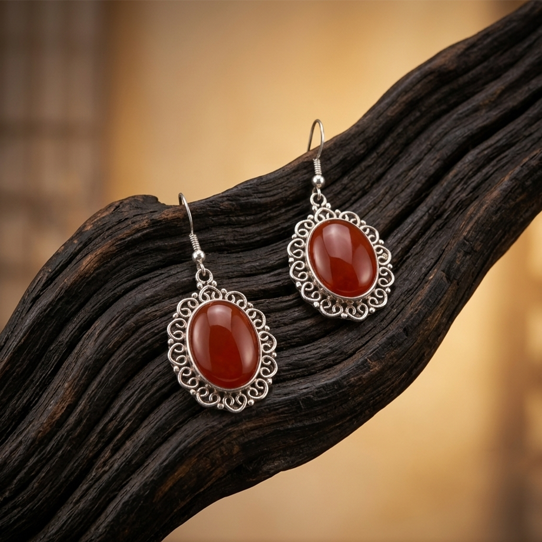 Silver Earthy Oxidized Hanging Earrings