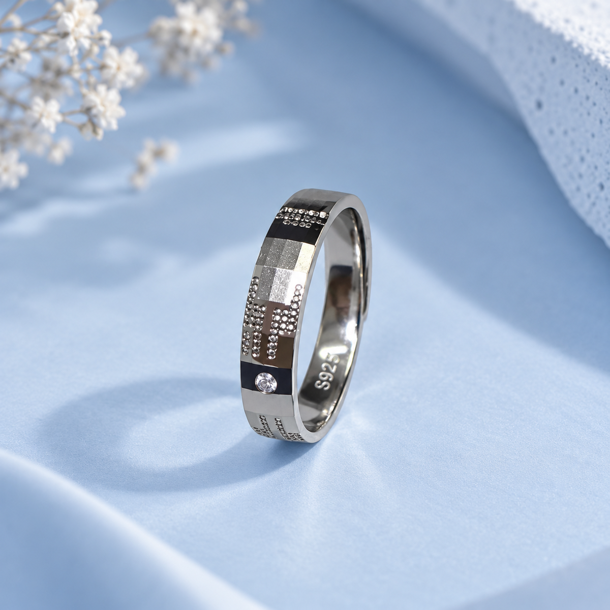925 Silver Mosiac Couple Band Ring Taravya
