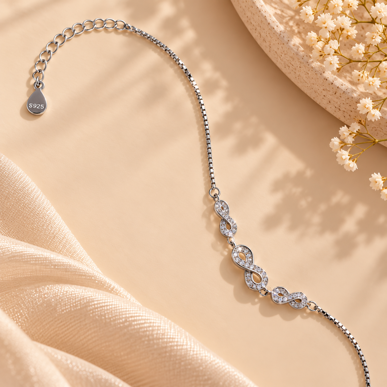 925 Silver Infinity Trio Bracelet