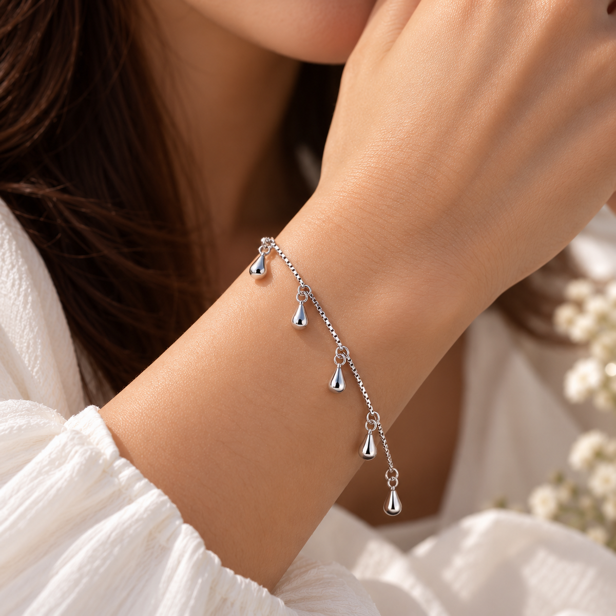 925 Silver Teardrop Bracelet Taravya
