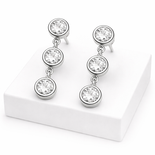 Solitaire Dangler Earrings 925 Silver