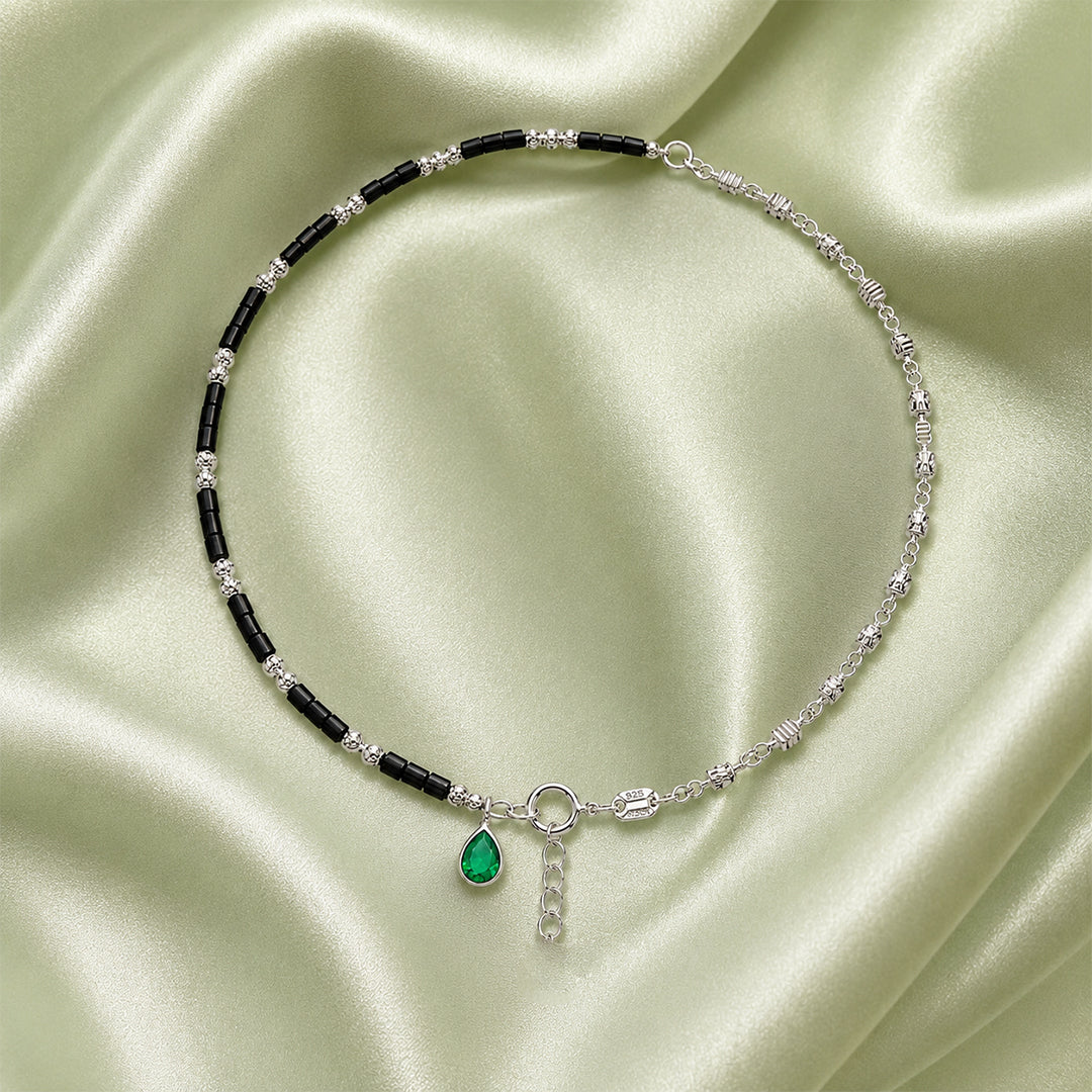 Emerald Grace Half Bead Anklet