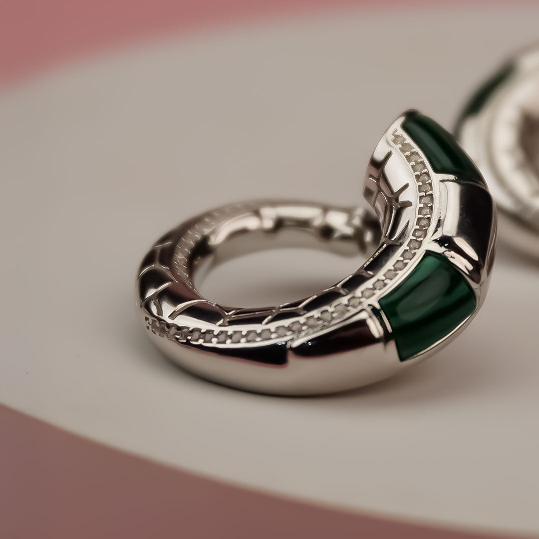 Regal Serpent Emerald Earrings