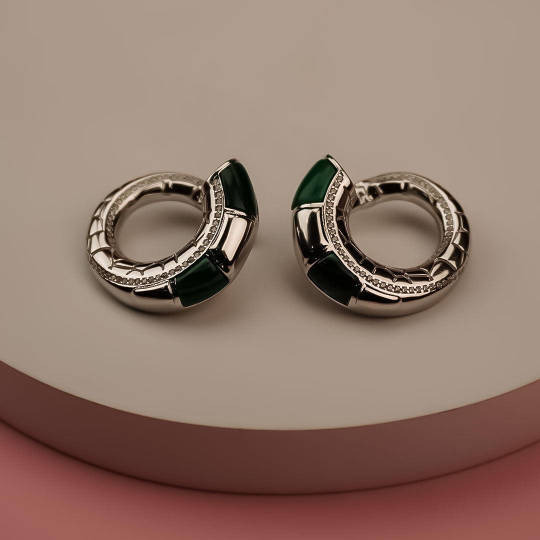 Regal Serpent Emerald Earrings