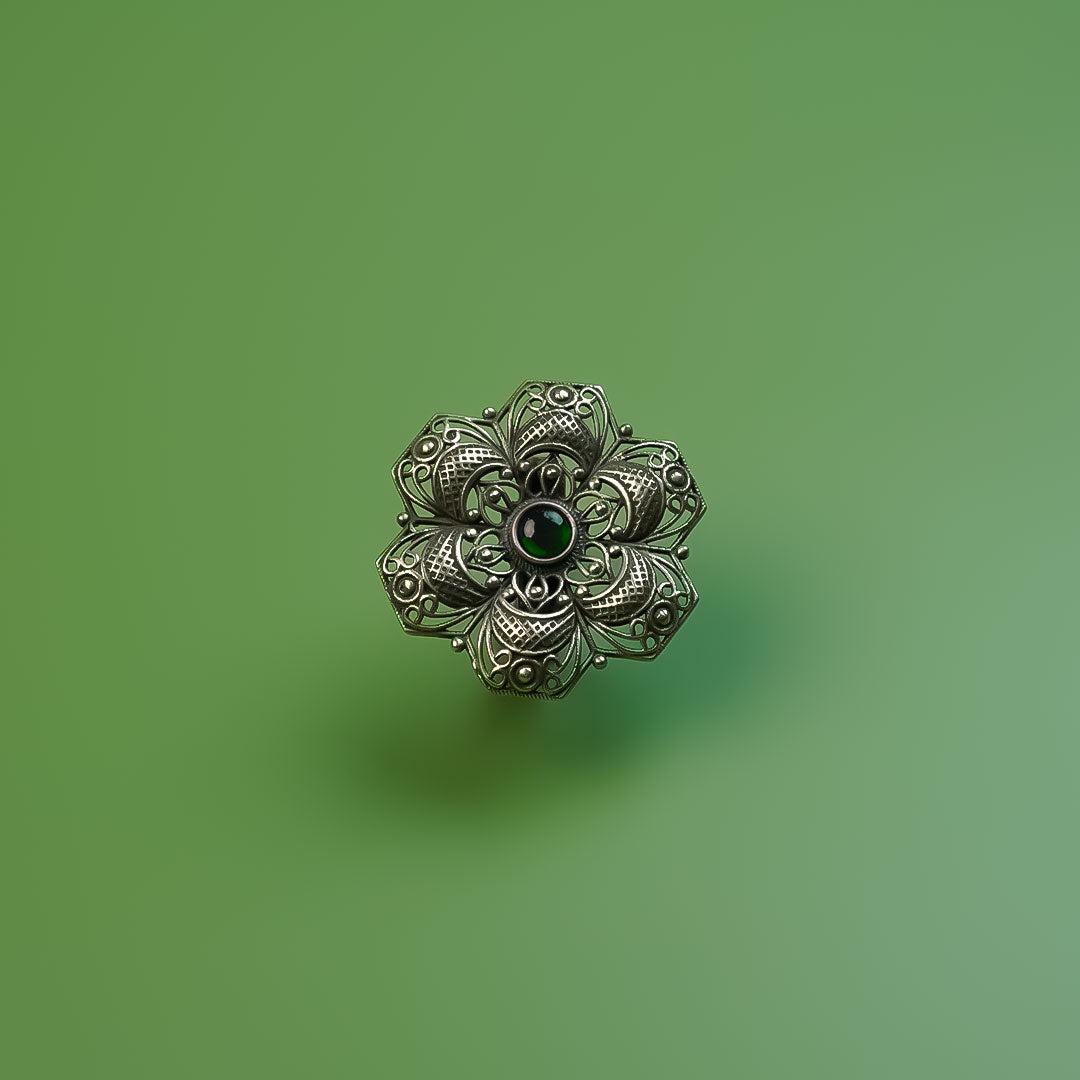 Emerald Petal Adjustable Ring