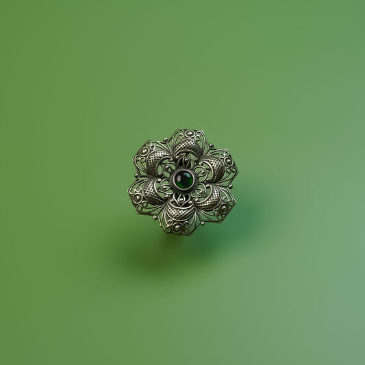 Emerald Petal Adjustable Ring