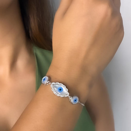 Mystic Eye – Adjustable Evil Eye Bracelet Pure 925 Silver