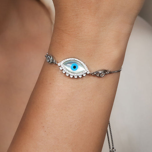 Evil Eye Bracelet Pure 925 Silver