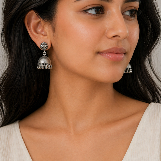 Classic Oxidised Jhumki Earrings