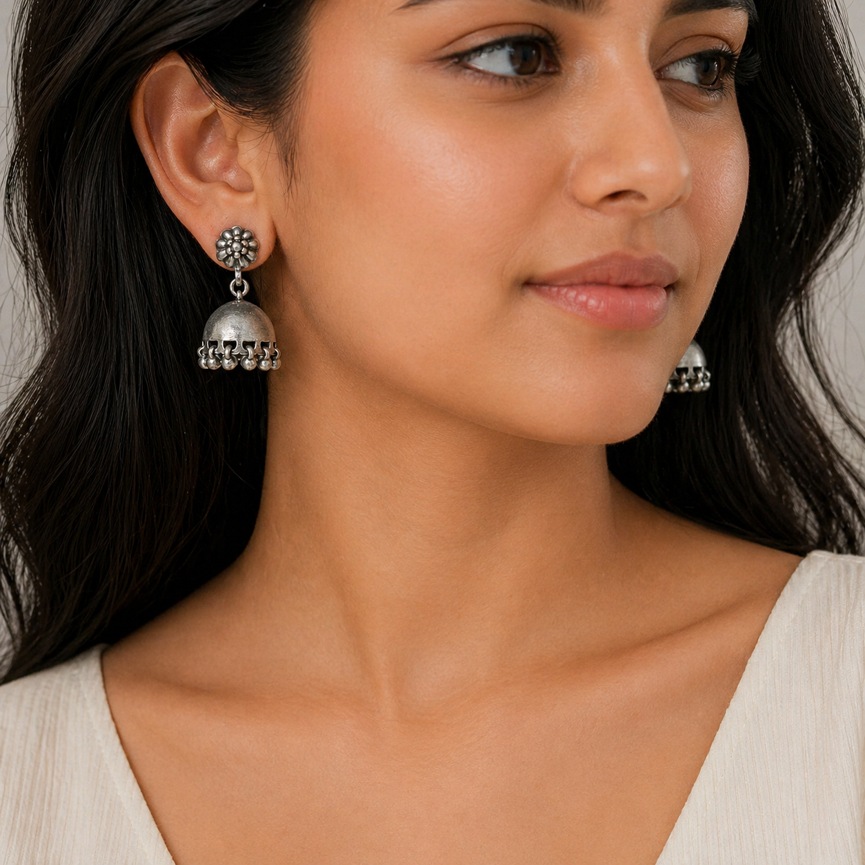 Classic Oxidised Jhumki Earrings