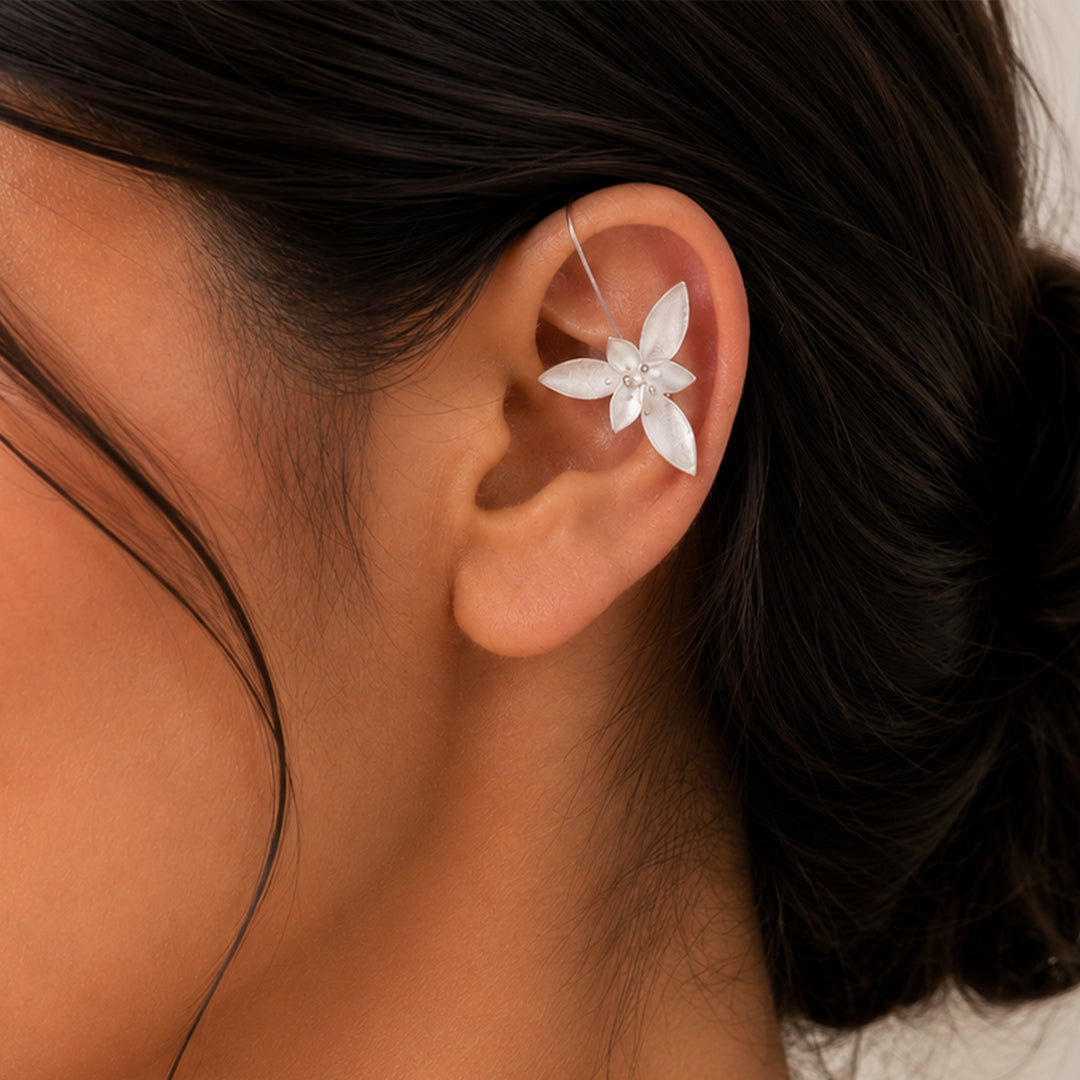 Silver Floral Ear Cuff