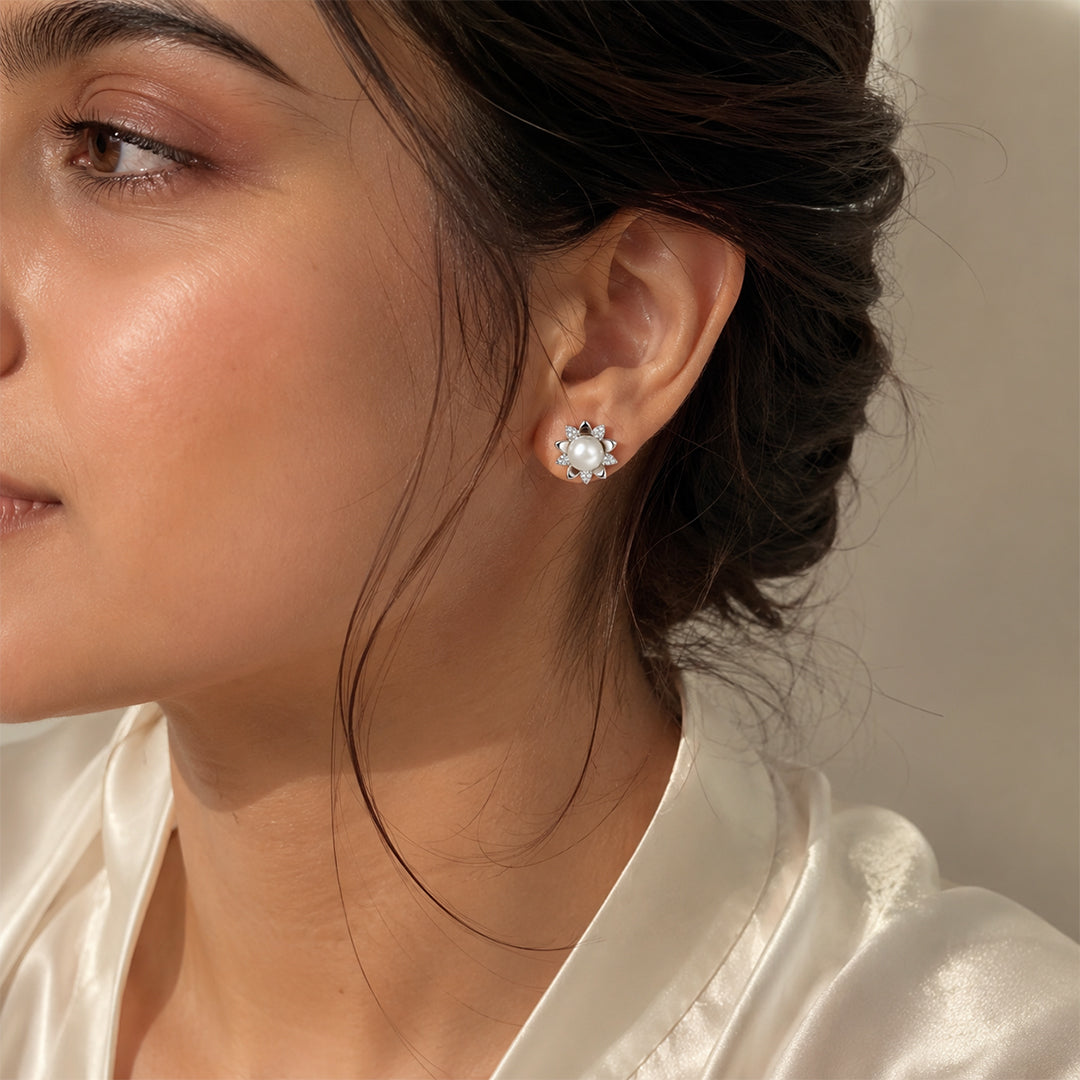Pearl Bloom Stud Earrings