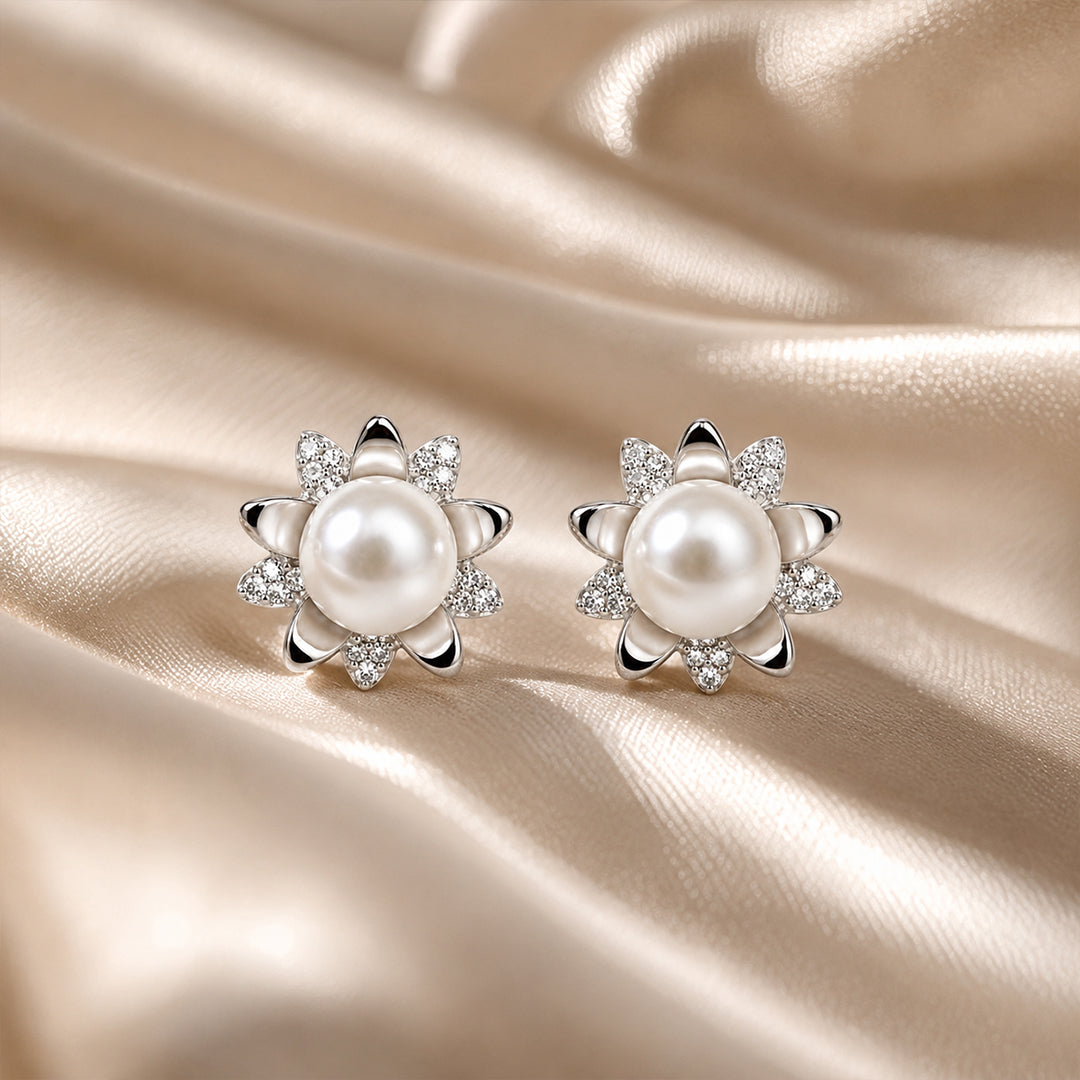 Pearl Bloom Stud Earrings