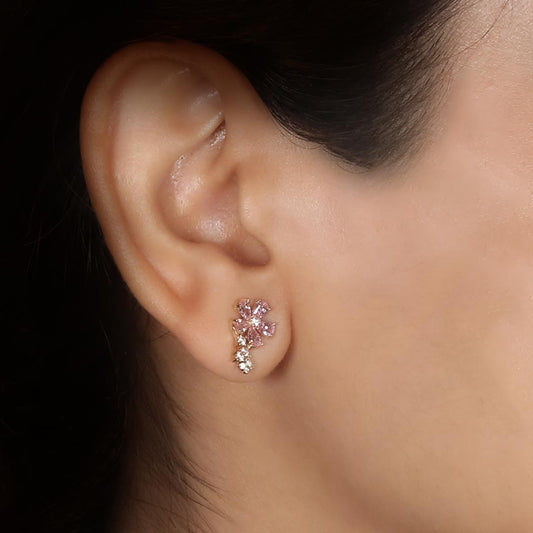 Pink Petal Drop Earrings Pure 925 Silver
