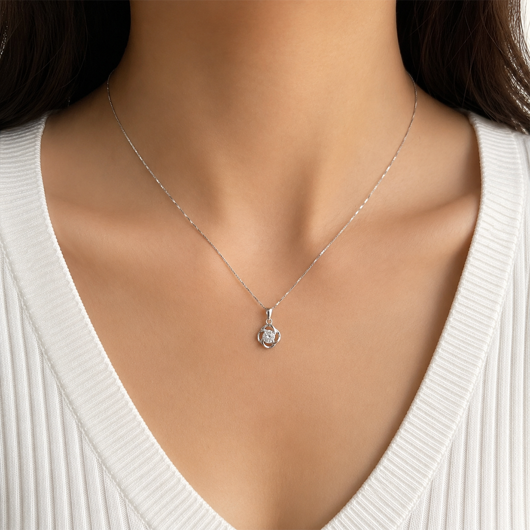 Sparkle Bloom Silver Necklace