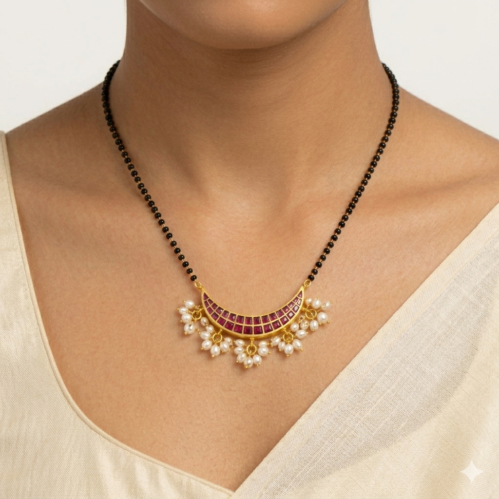 Blush Radiance Silver Mangalsutra