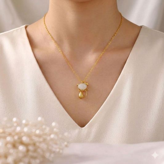 Golden Whiskers Necklace – 925 Sterling Silver with Gold Finish