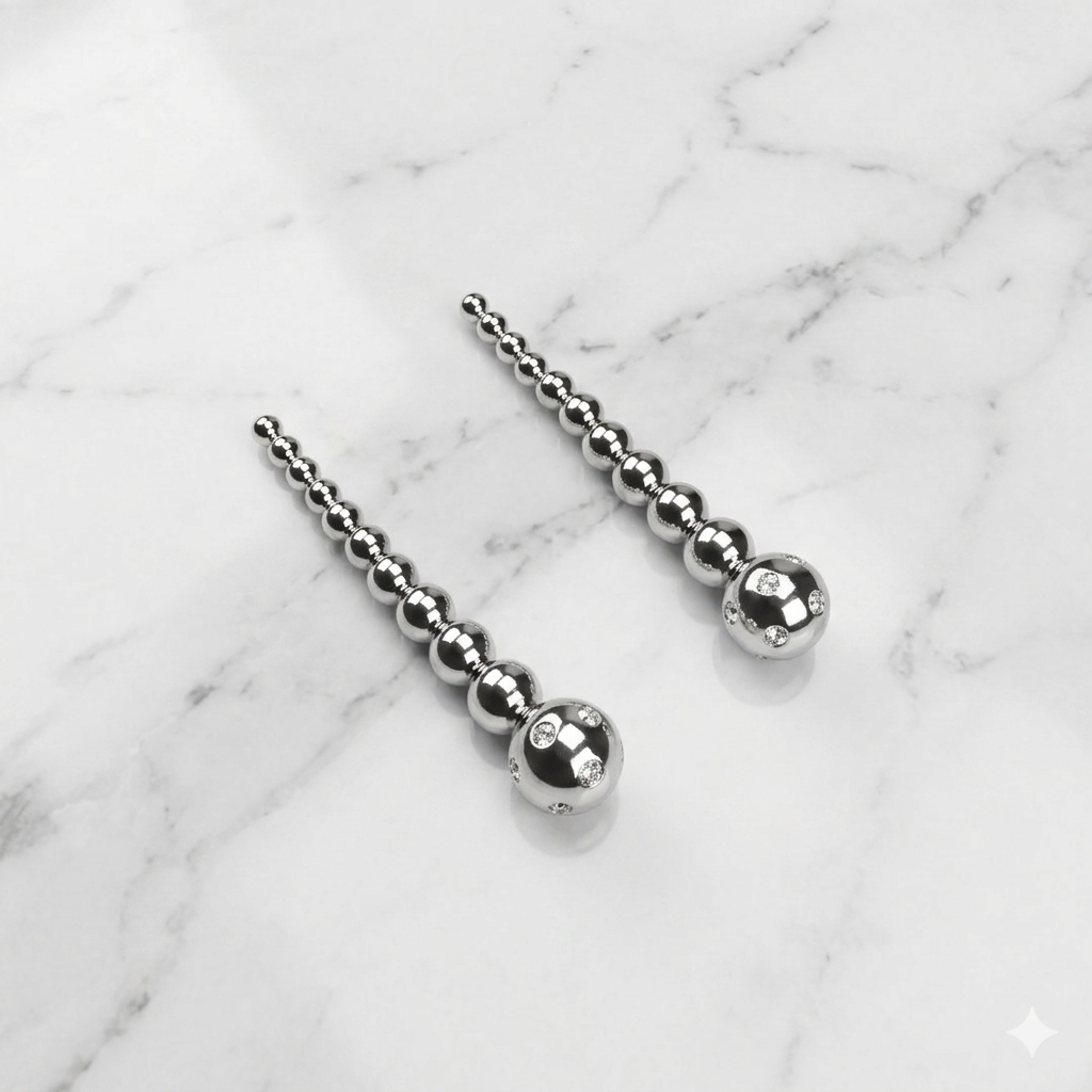 Elegant Silver Bead Drop Earrings
