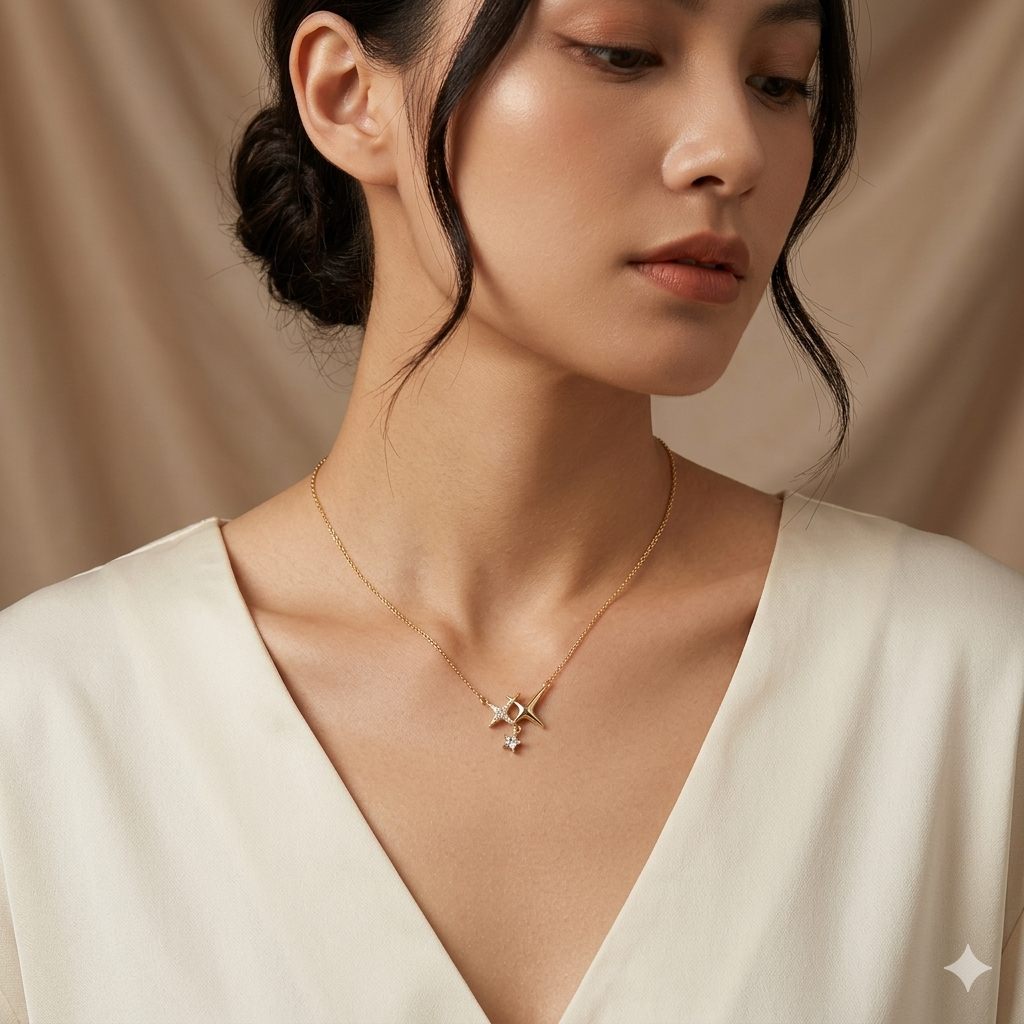 The North Star Rhodium Plated 925 Silver Necklace