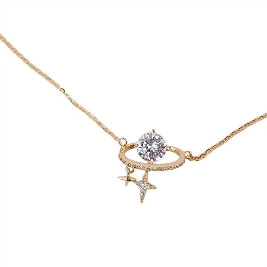 Silver Orbit Gold Necklace