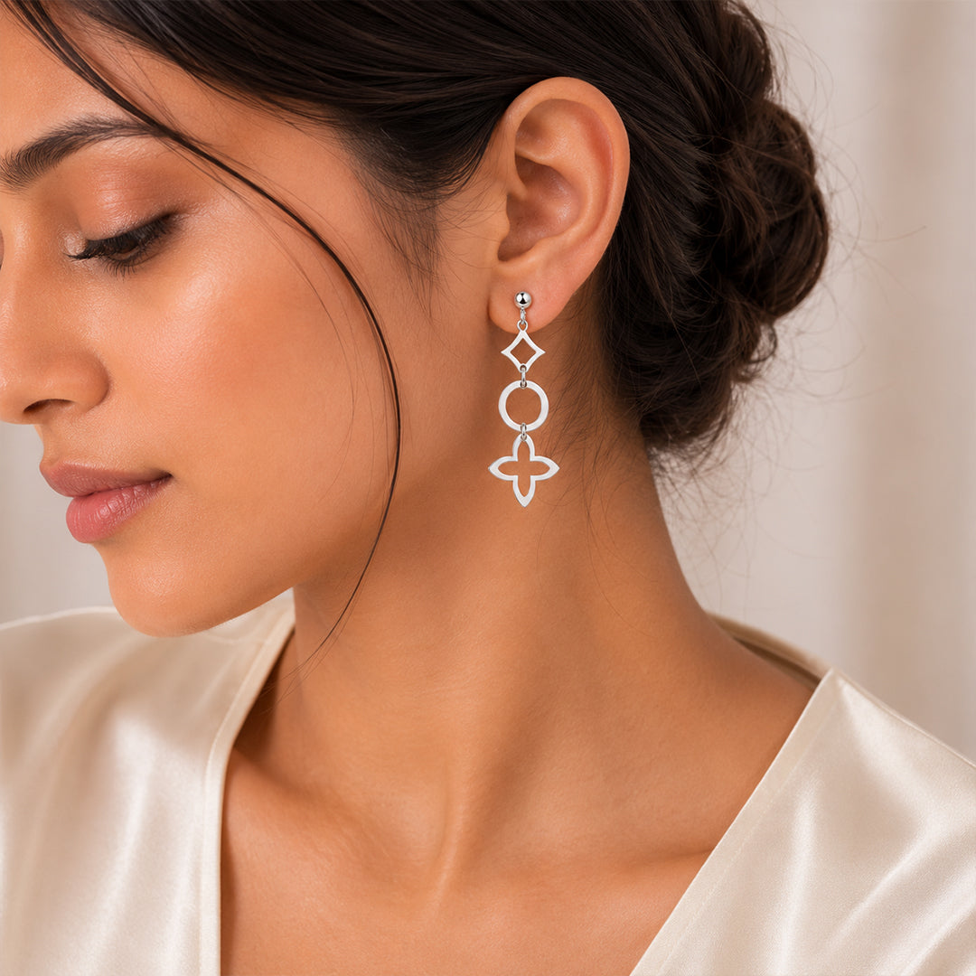 Geometric Clover Drop Earrings