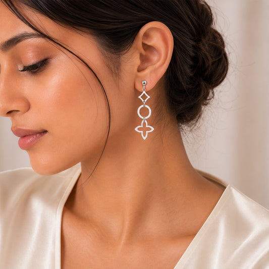 Geometric Clover Drop Earrings