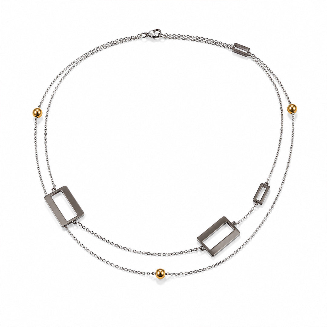 Geometric Dual-Tone Station Necklace