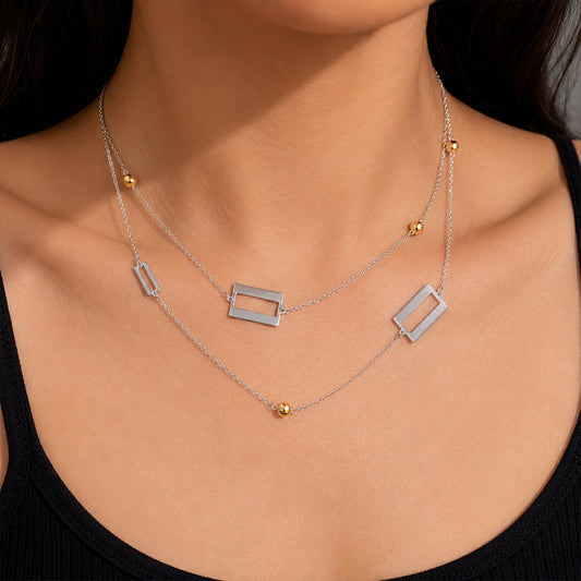 Geometric Dual-Tone Station Necklace