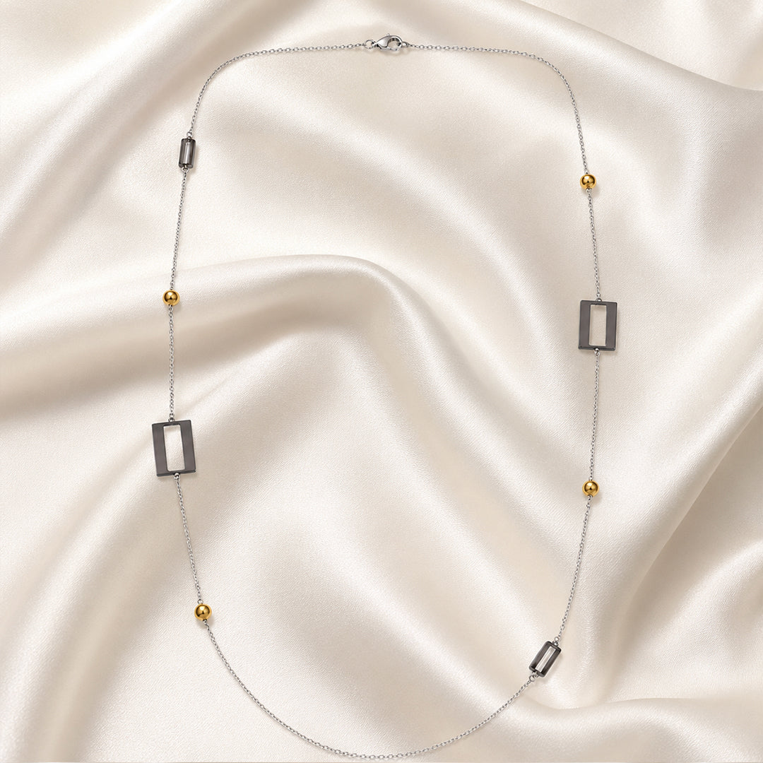 Geometric Dual-Tone Station Necklace
