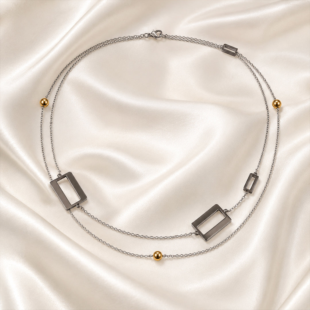 Geometric Dual-Tone Station Necklace
