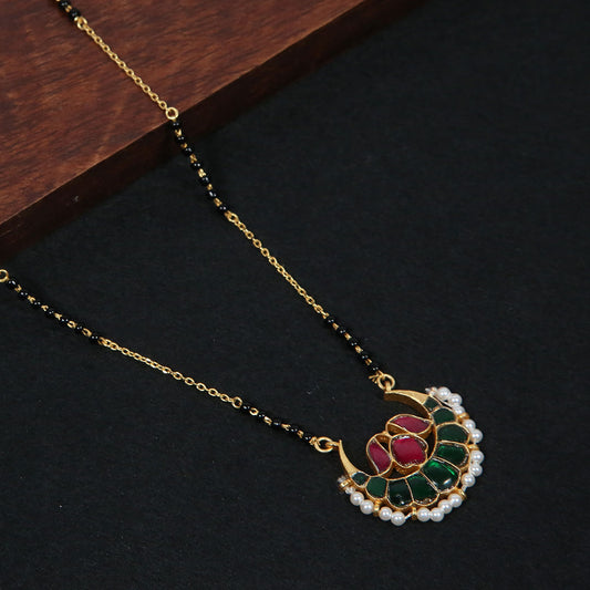 Gold Plated Lotus Silver Mangalsutra Pure 925 Silver