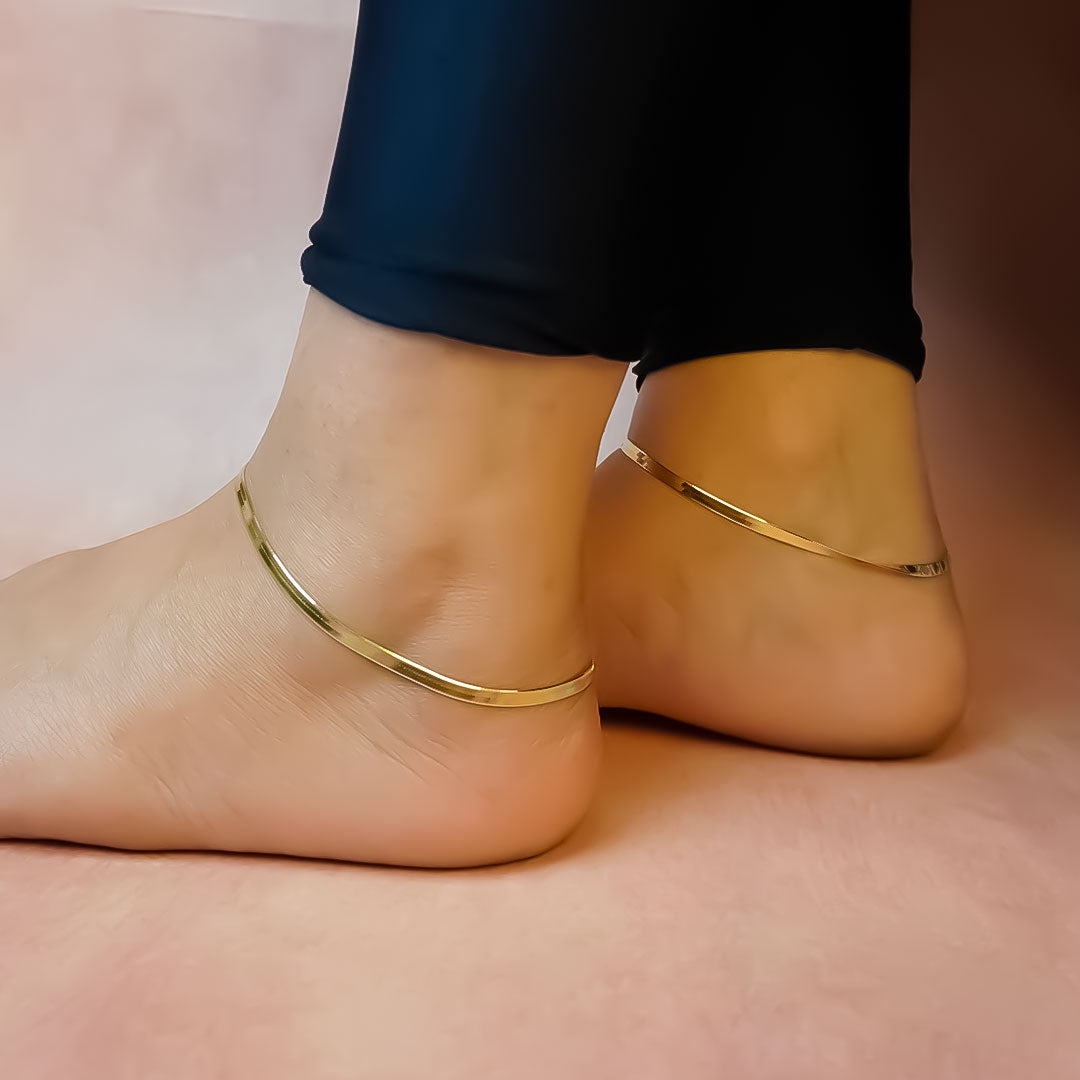 Gold Circle Italian Anklet | 925 Silver