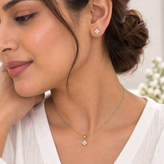 Gold Clover Sparkle Silver Set Taravya