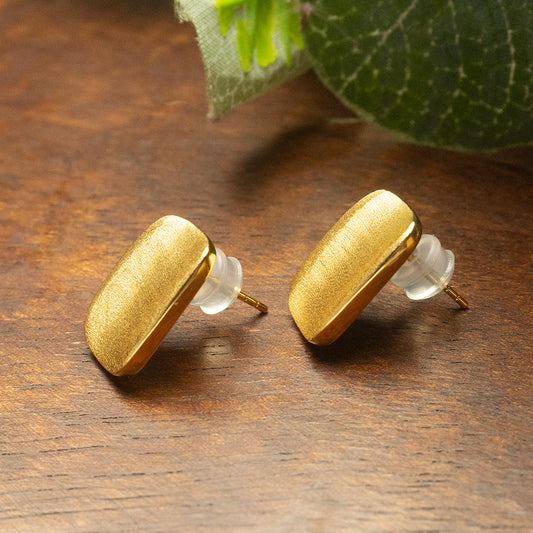 Golden Aura Stud Earrings Pure 925 Silver