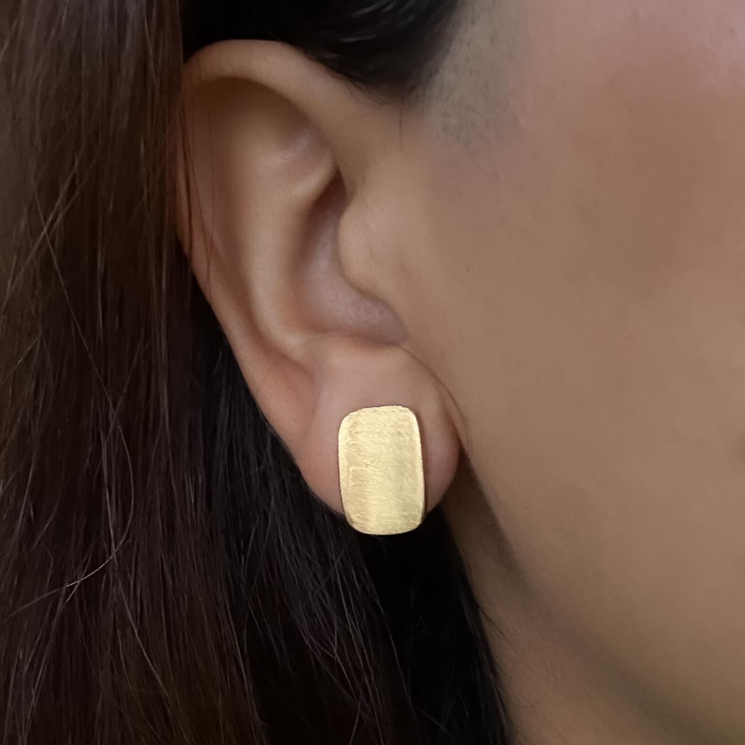 Golden Aura Stud Earrings Pure 925 Silver