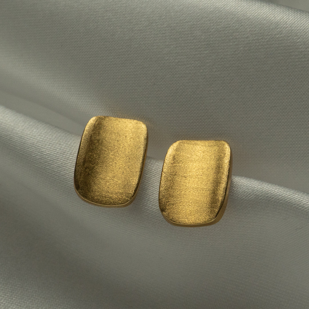 Golden Aura Stud Earrings Pure 925 Silver